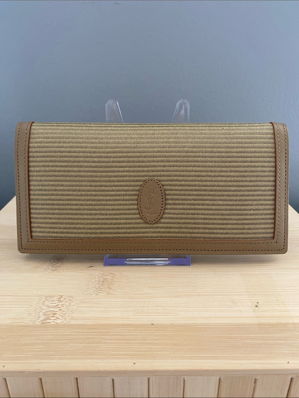 Yves Saint Laurent Beige Canvas with Leather trim Long Wallet